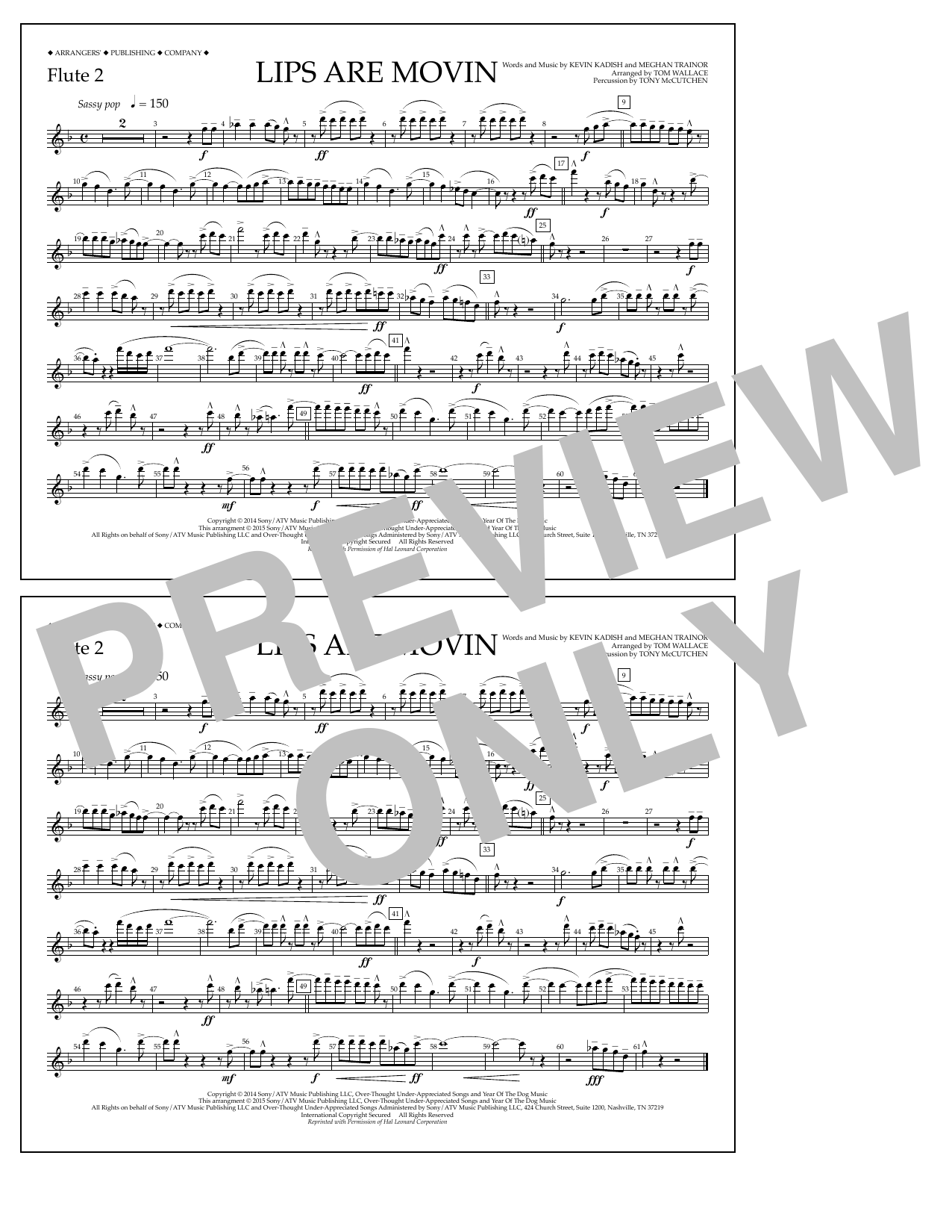 Download Tom Wallace Lips Are Movin - Flute 2 Sheet Music