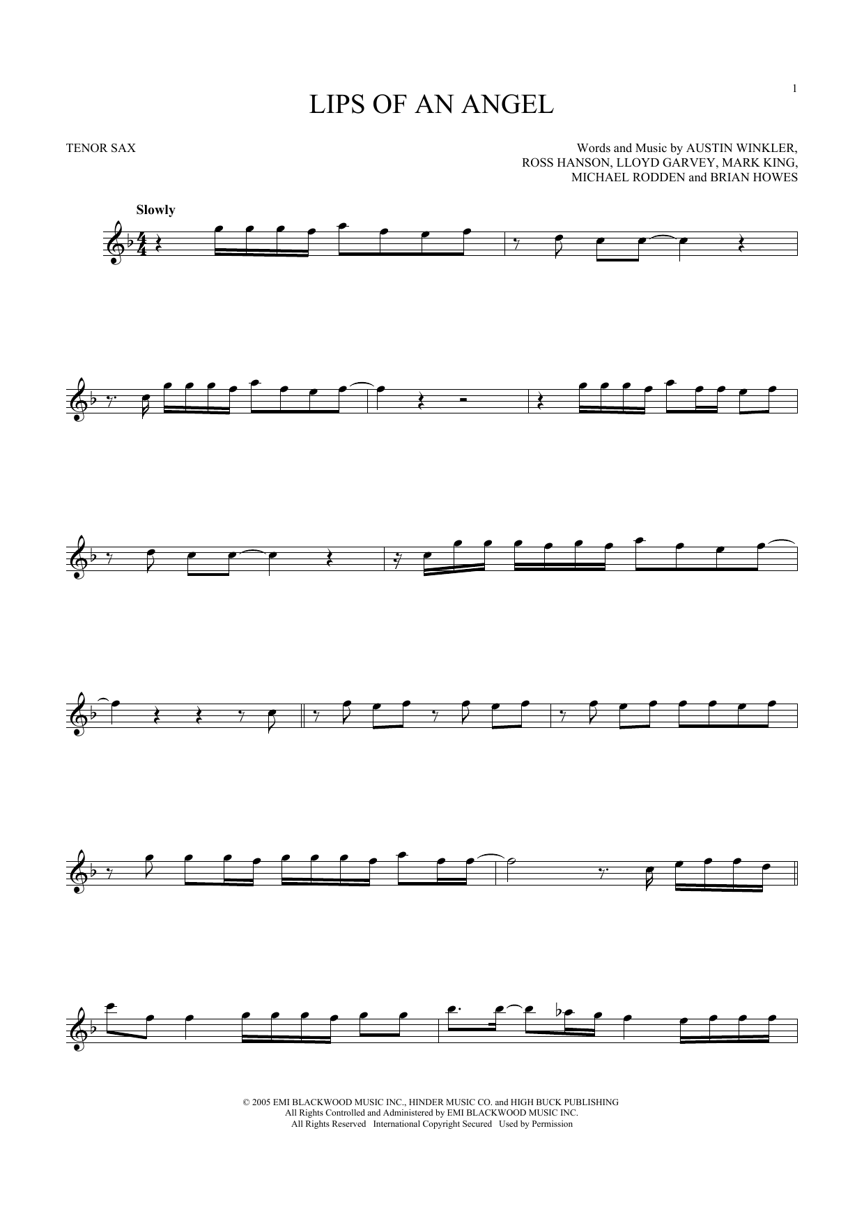 Download Hinder Lips Of An Angel Sheet Music