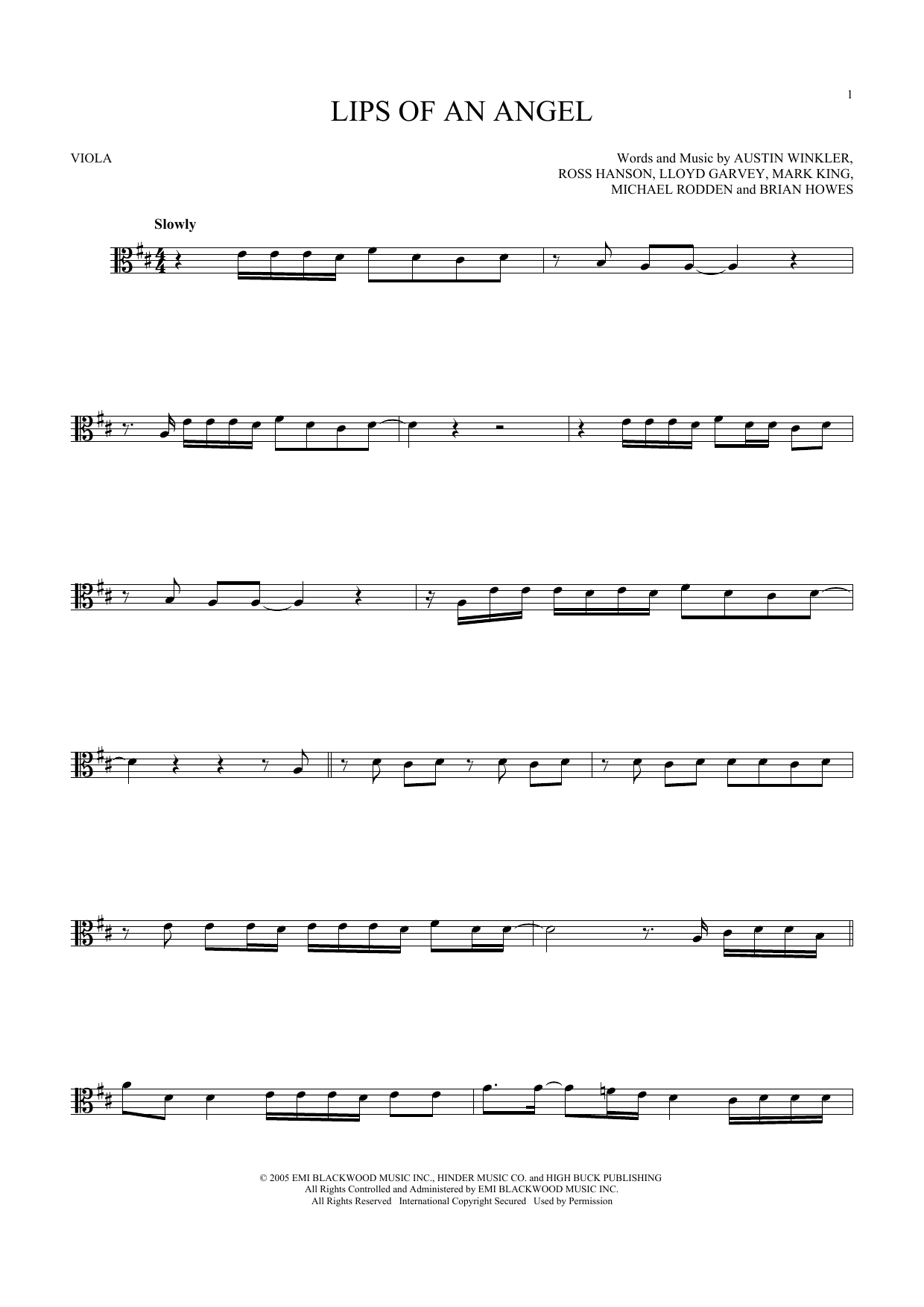 Download Hinder Lips Of An Angel Sheet Music