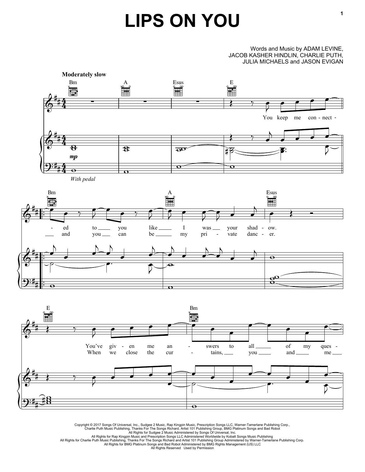 Download Maroon 5 Lips On You Sheet Music
