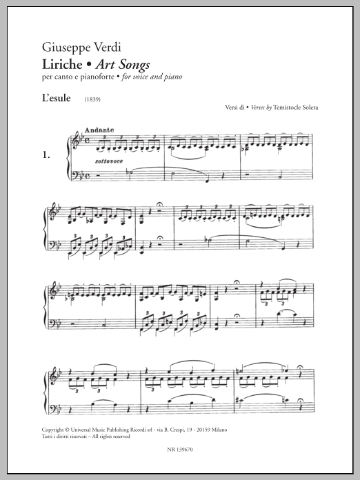 Download Giuseppe Verdi Liriche (Art Songs) Sheet Music