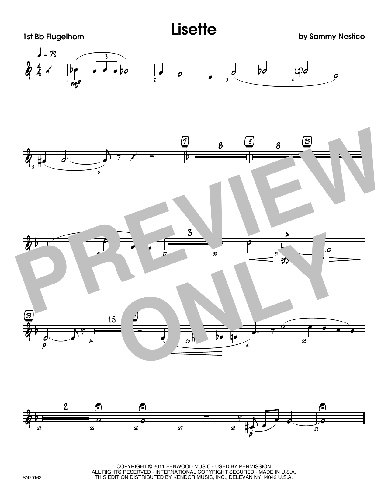 Download Sammy Nestico Lisette - 1st Bb Trumpet Sheet Music