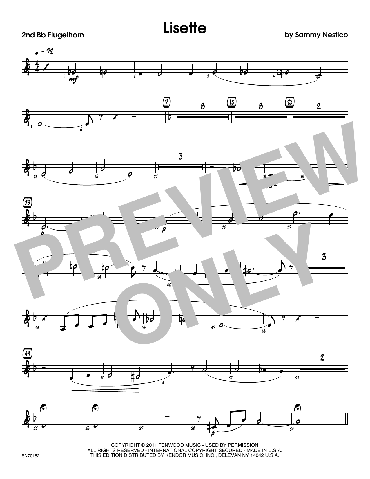 Download Sammy Nestico Lisette - 2nd Bb Trumpet Sheet Music