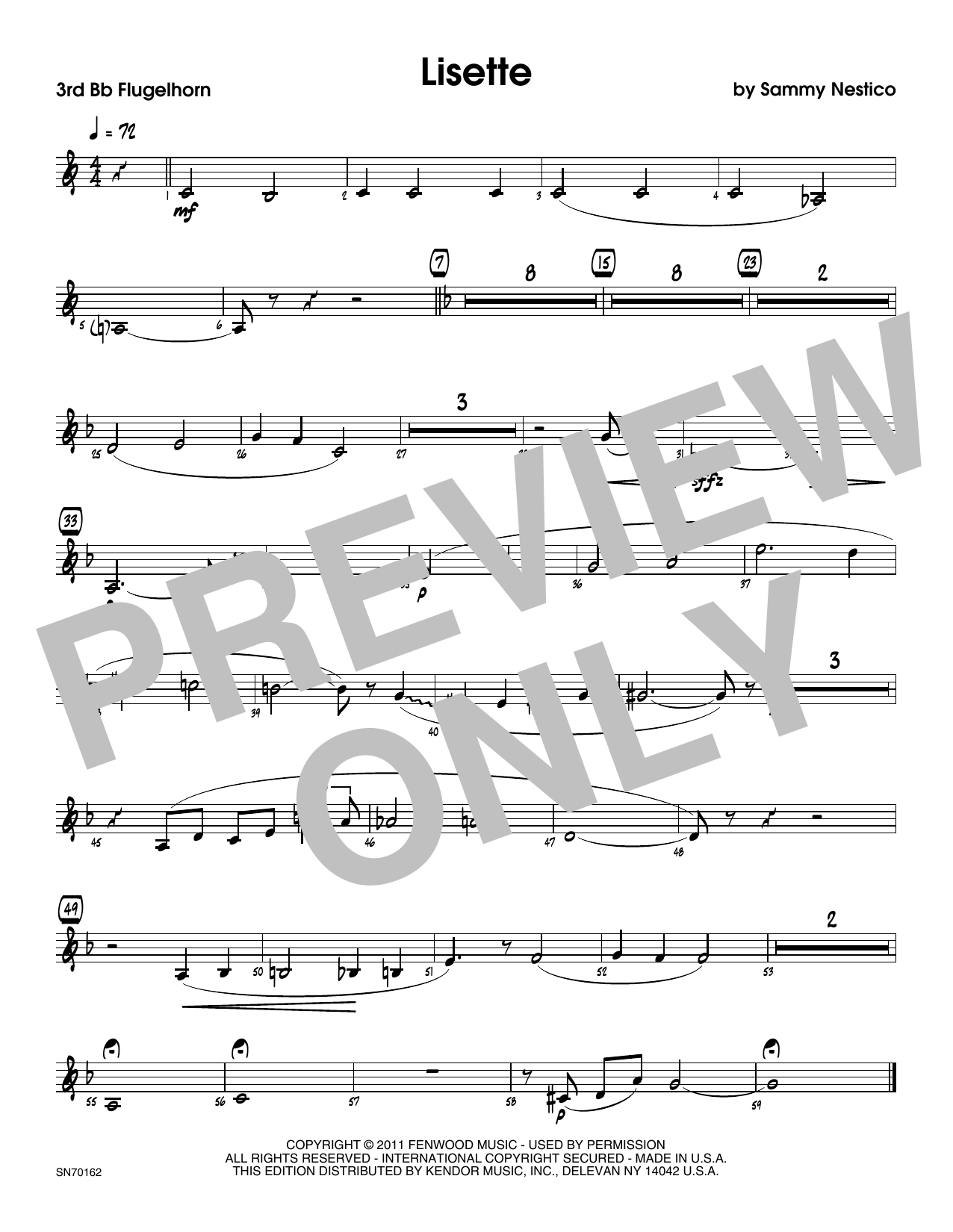 Download Sammy Nestico Lisette - 3rd Bb Trumpet Sheet Music