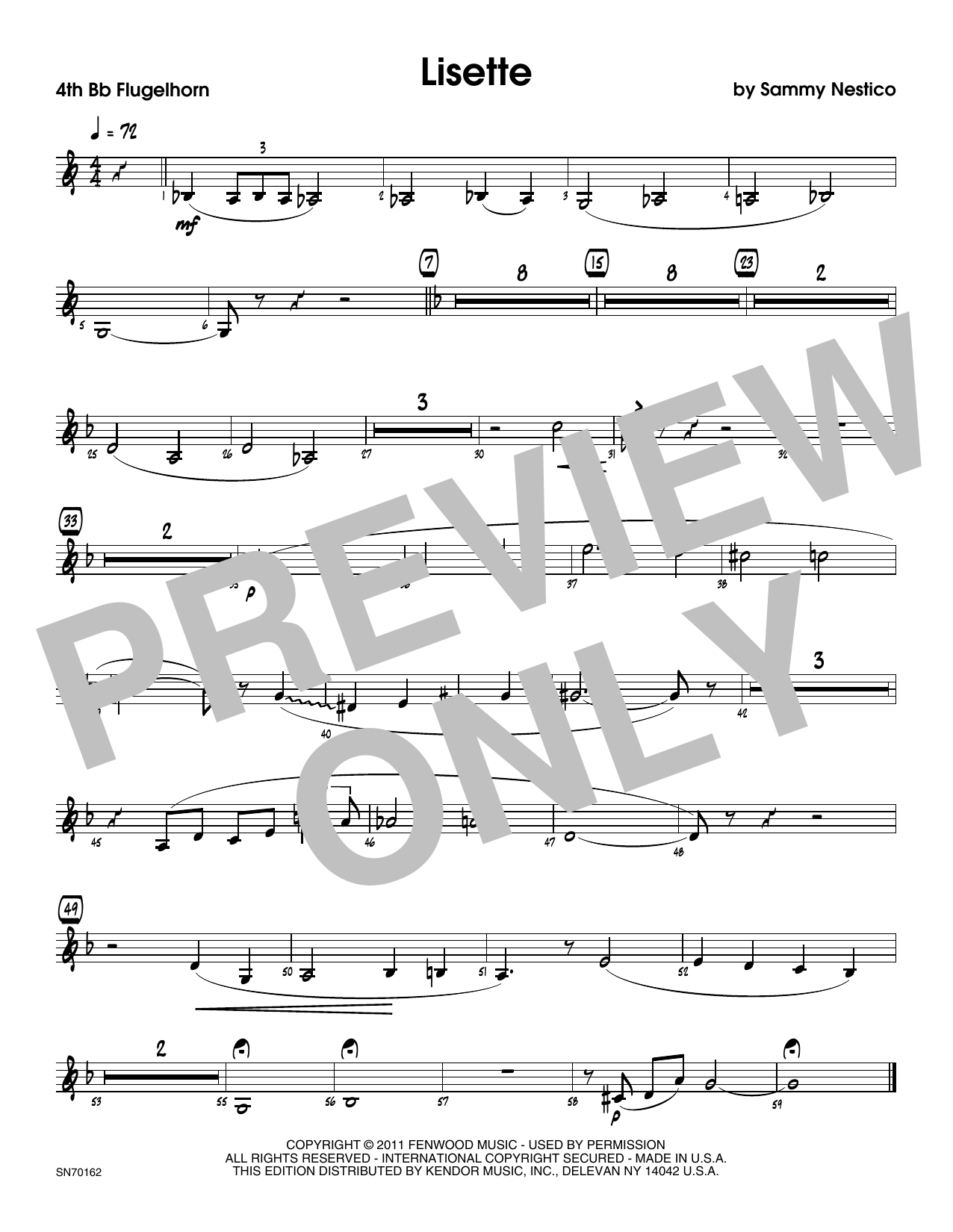 Download Sammy Nestico Lisette - 4th Bb Trumpet Sheet Music