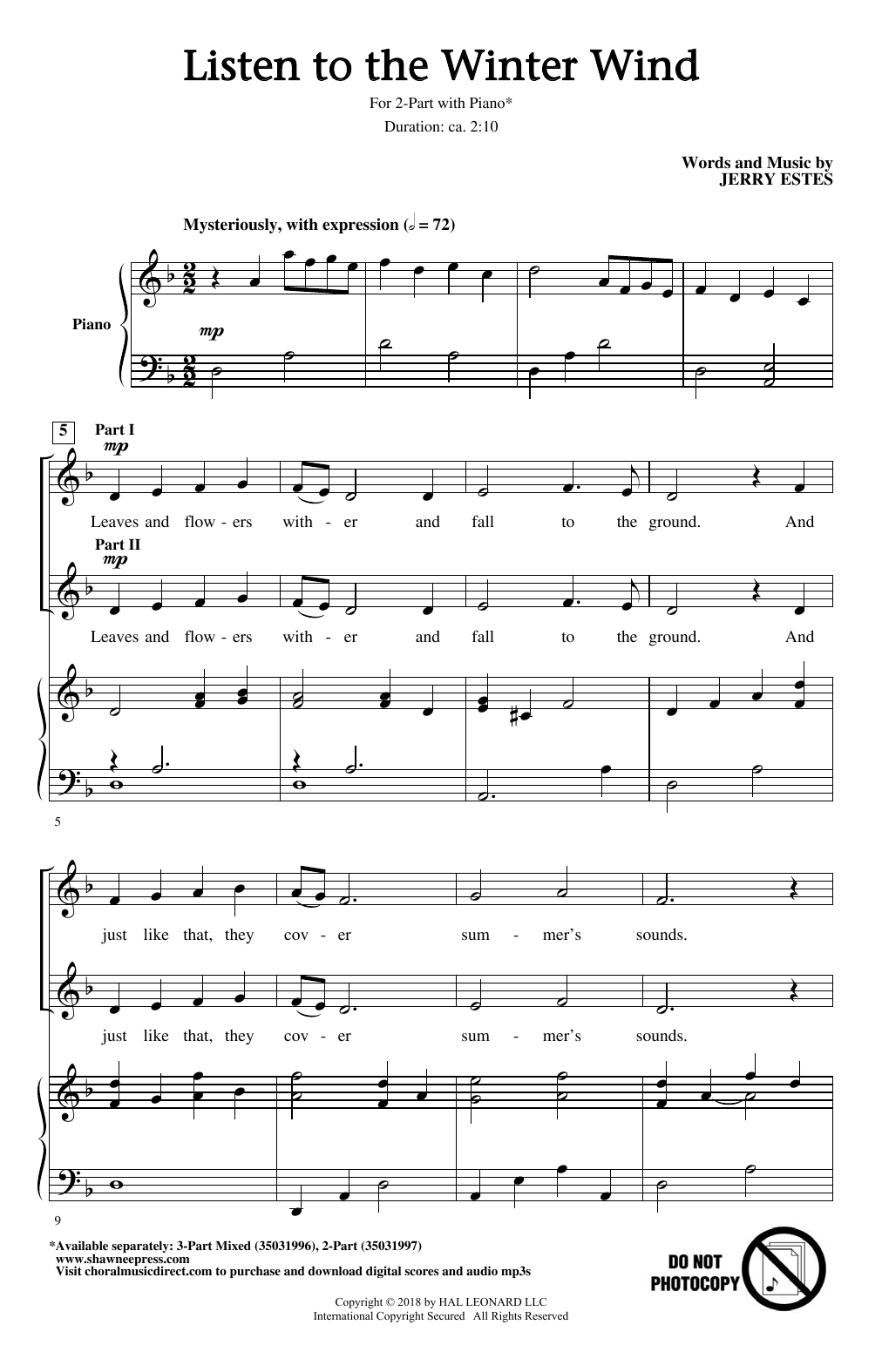 Download Jerry Estes Listen To The Winter Wind Sheet Music