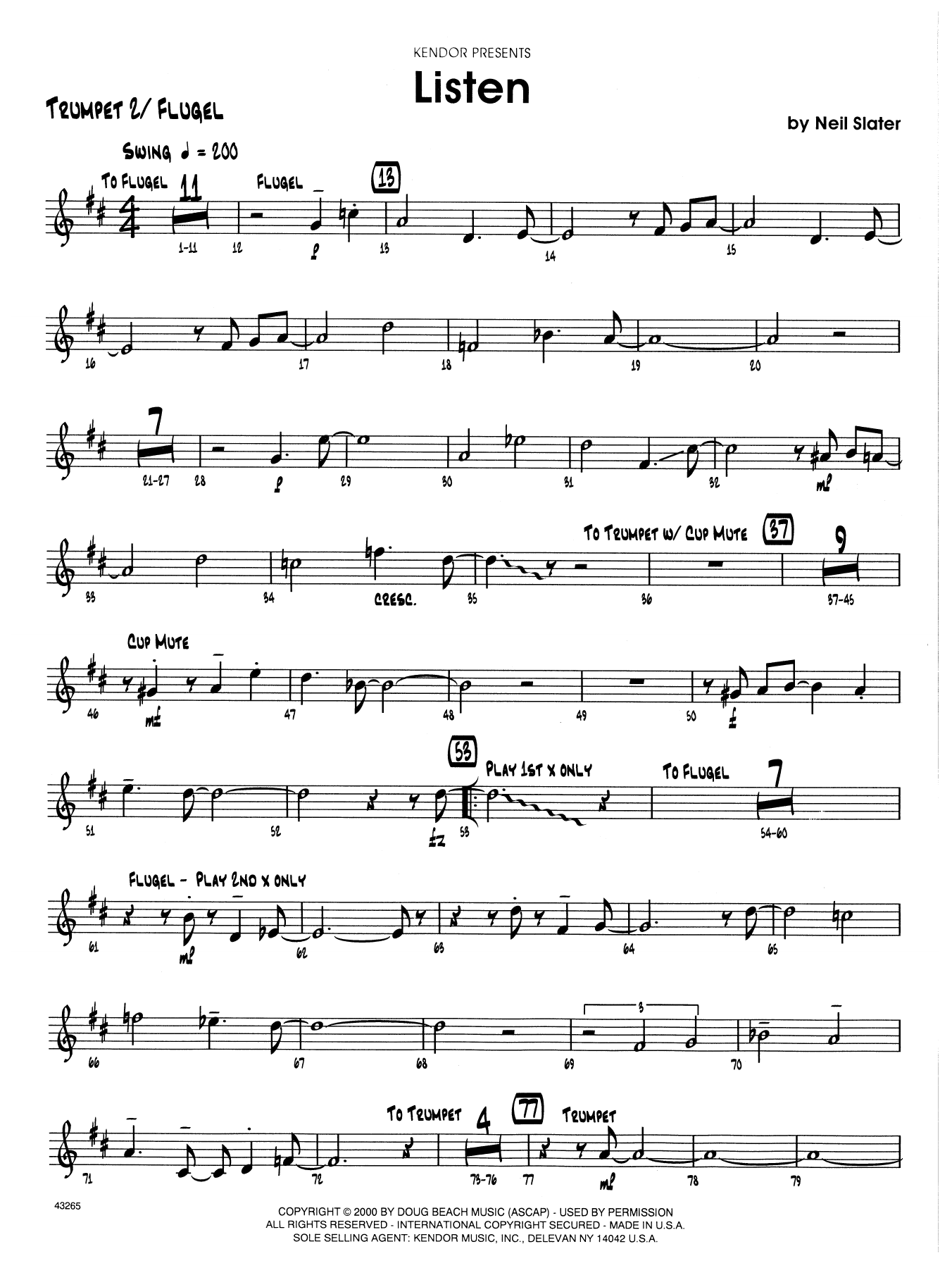 Download Neil Slater Listen - 2nd Bb Trumpet Sheet Music