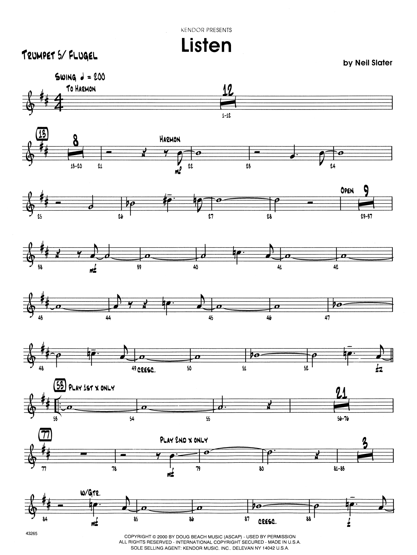 Download Neil Slater Listen - 5th Bb Trumpet Sheet Music