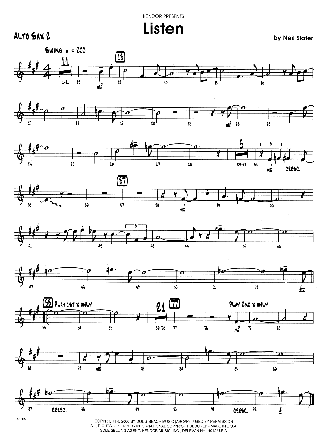 Download Neil Slater Listen - Opt. Bass Clarinet Sheet Music