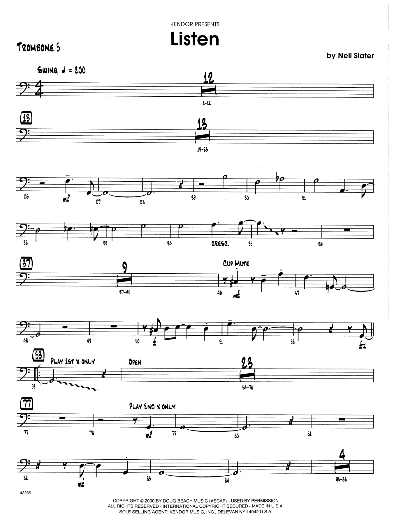 Download Neil Slater Listen - Trombone 5 Sheet Music