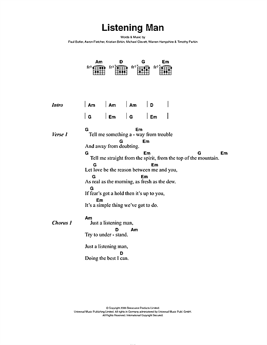Download The Bees Listening Man Sheet Music