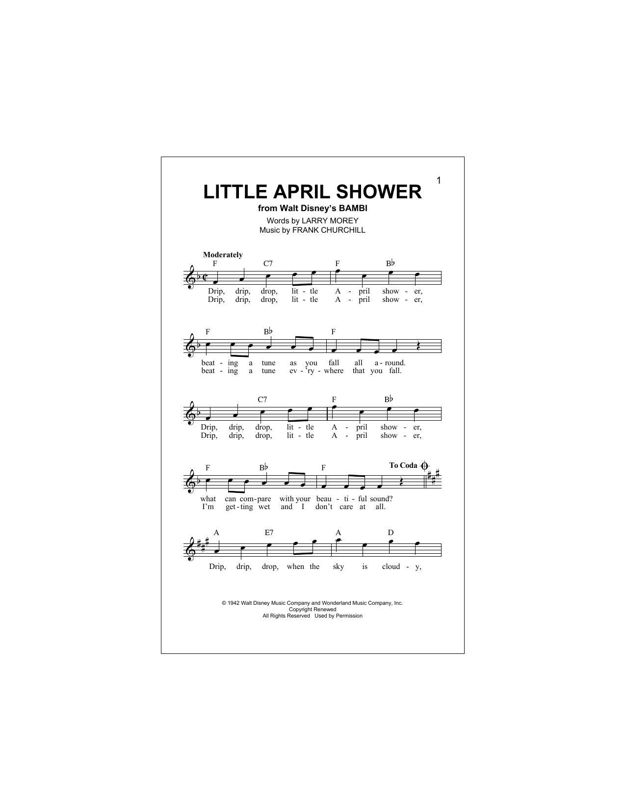 Download Larry Morey Little April Shower Sheet Music