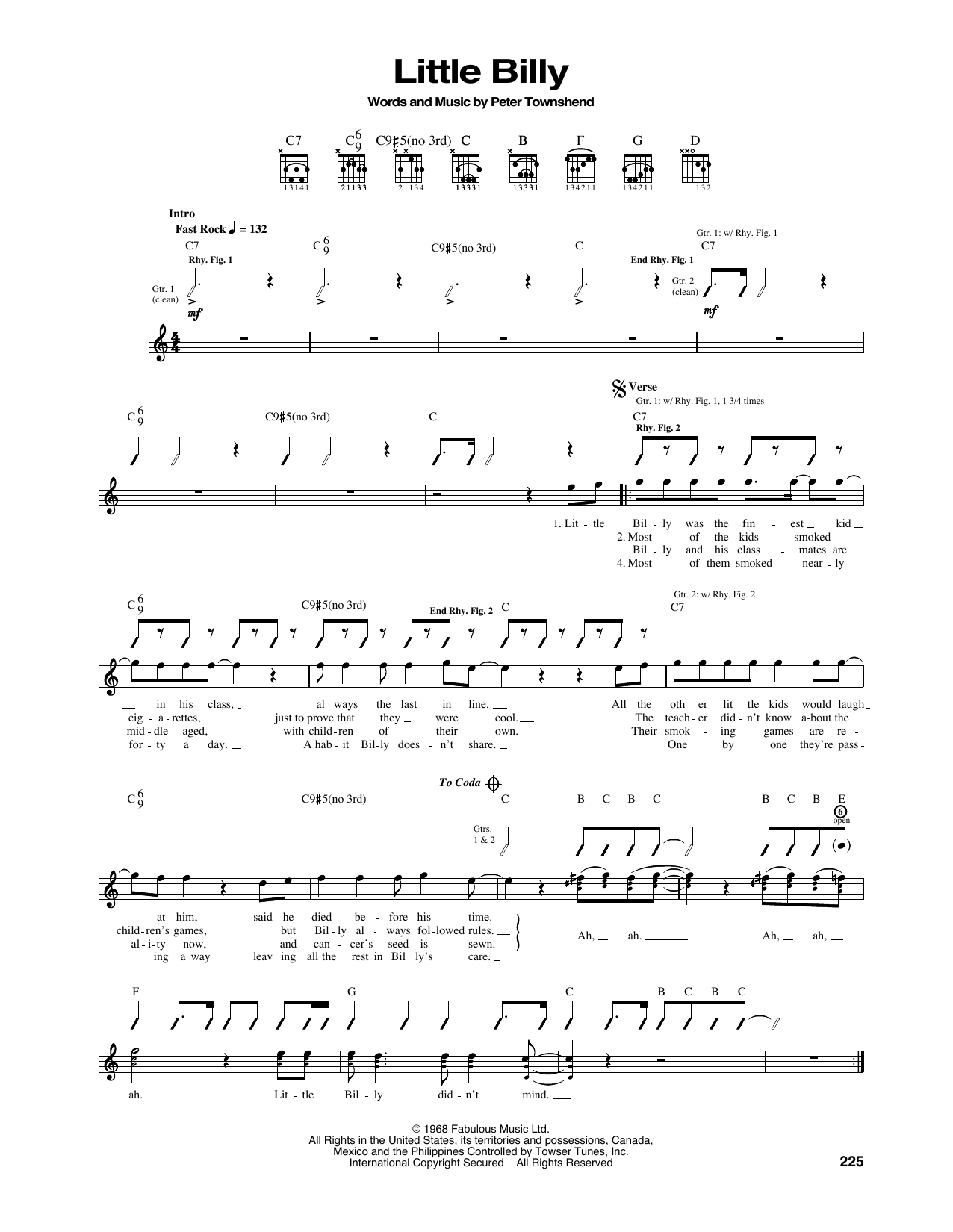 Download The Who Little Billy Sheet Music