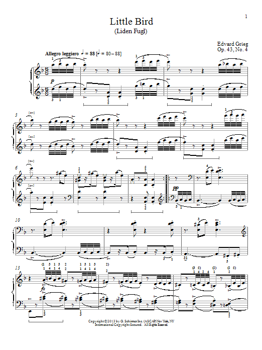 Download William Westney Little Bird (Liden Fugl), Op. 43, No. 4 Sheet Music
