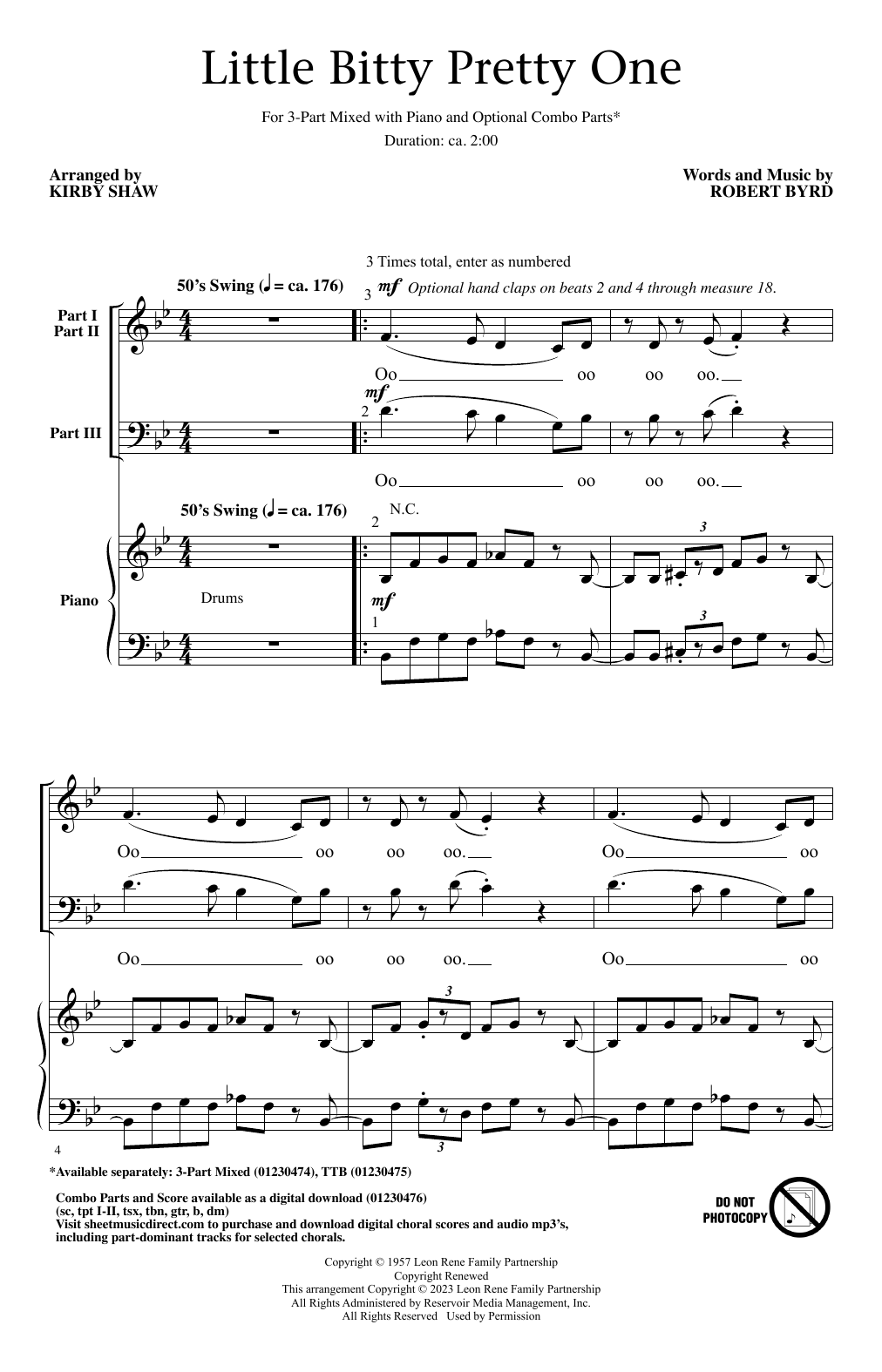 Bobby Day Little Bitty Pretty One (arr. Kirby Shaw) sheet music notes printable PDF score