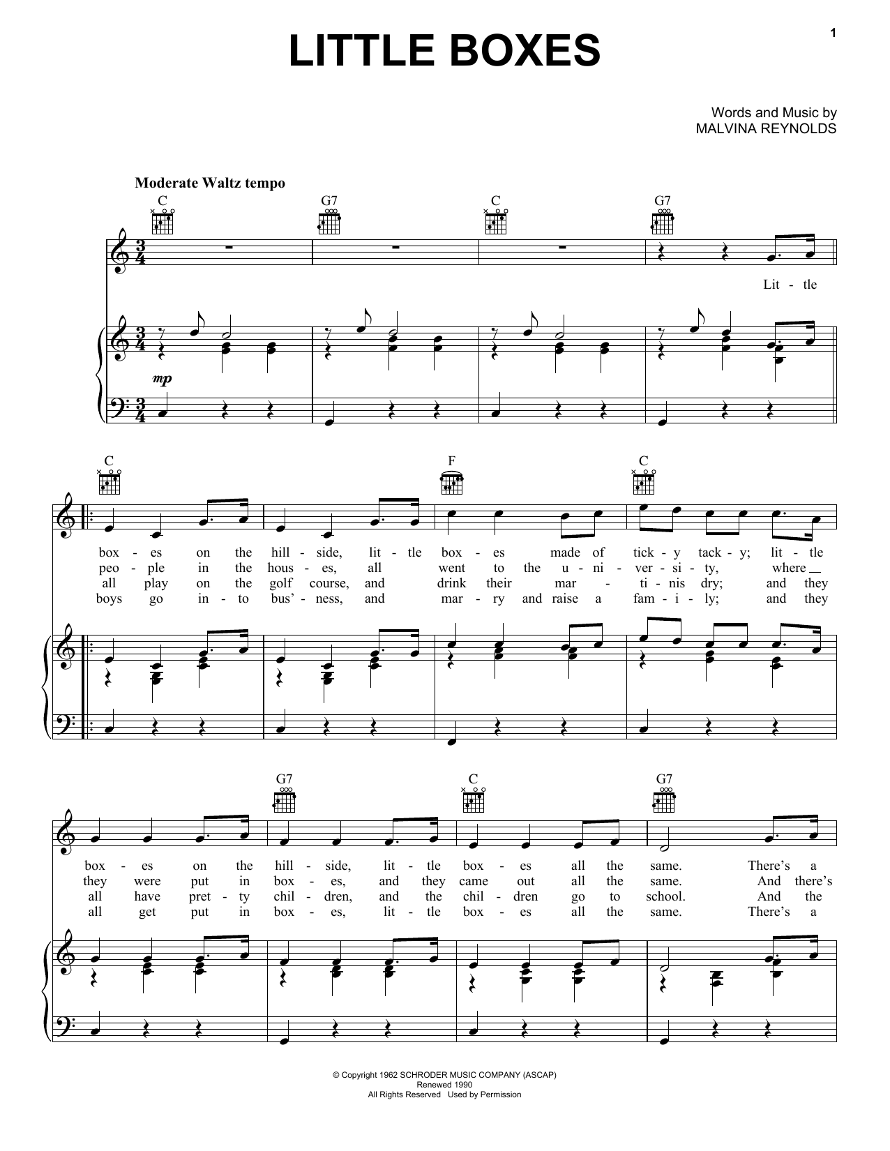 Download Pete Seeger Little Boxes Sheet Music