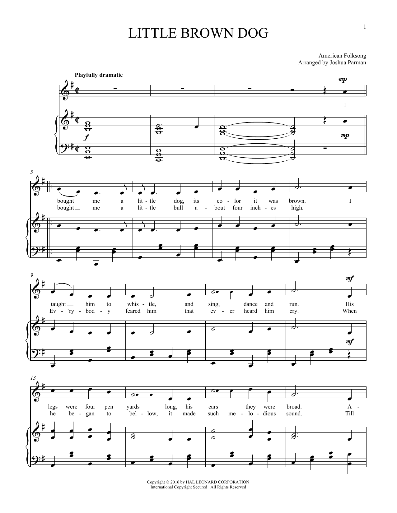 Download Traditional Folksong Little Brown Dog Sheet Music