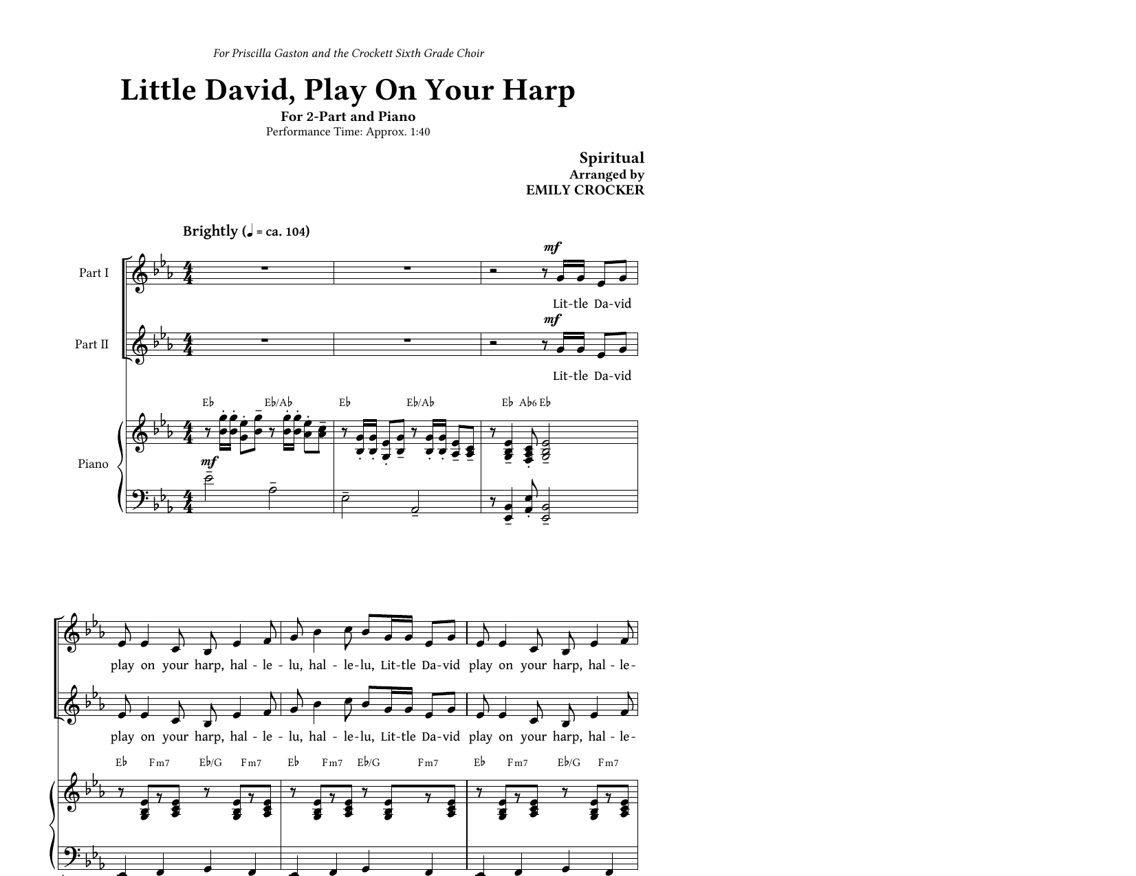 Download Traditional Little David, Play On Your Harp (arr. E Sheet Music