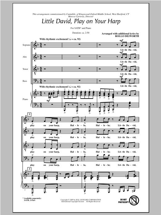Download Rollo Dilworth Little David, Play On Your Harp Sheet Music
