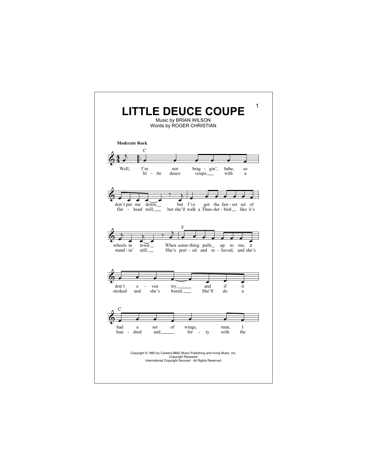 Download The Beach Boys Little Deuce Coupe Sheet Music