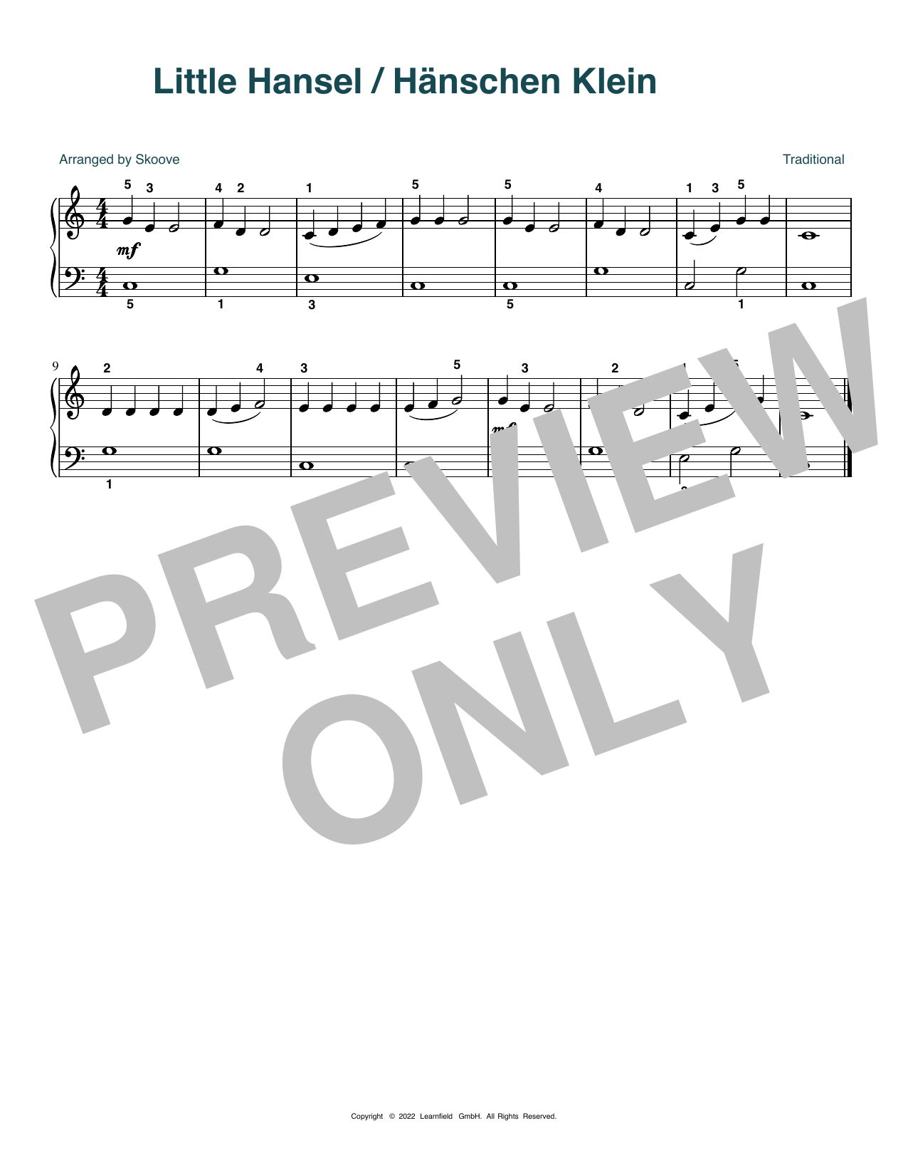 Download Traditional Little Hansel (arr. Skoove) Sheet Music