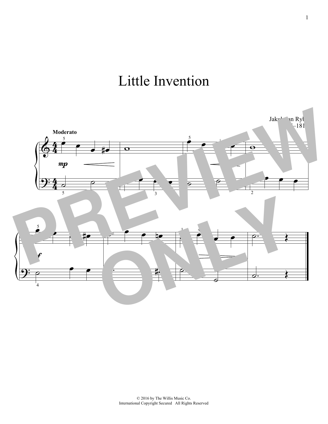 Download Jakub Jan Ryba Little Invention Sheet Music