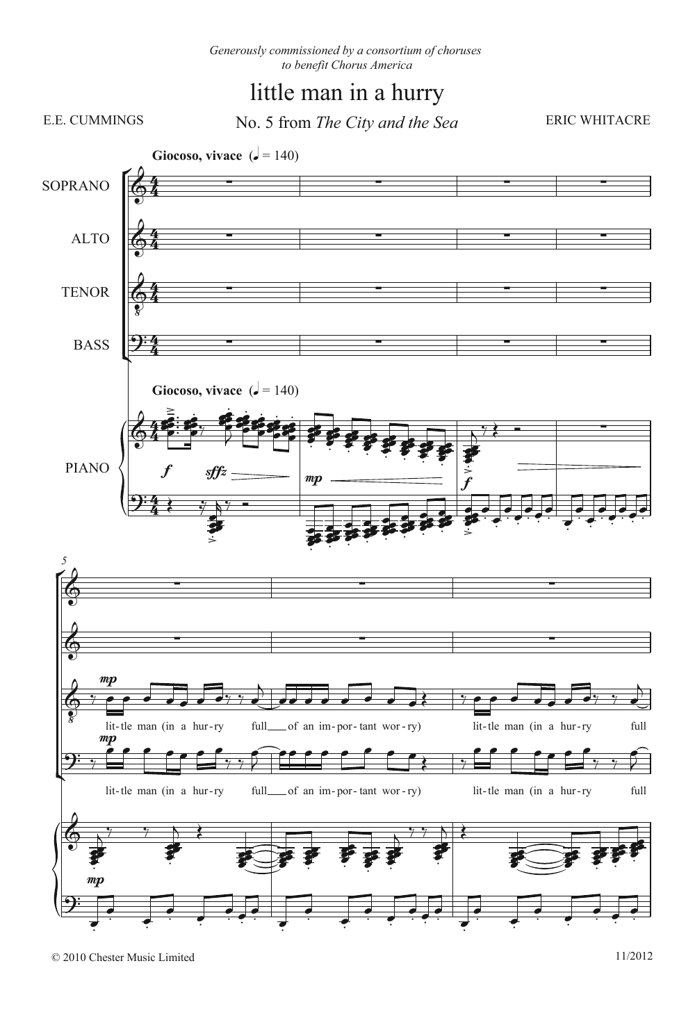 Download Eric Whitacre Little Man In A Hurry (From 'The City A Sheet Music