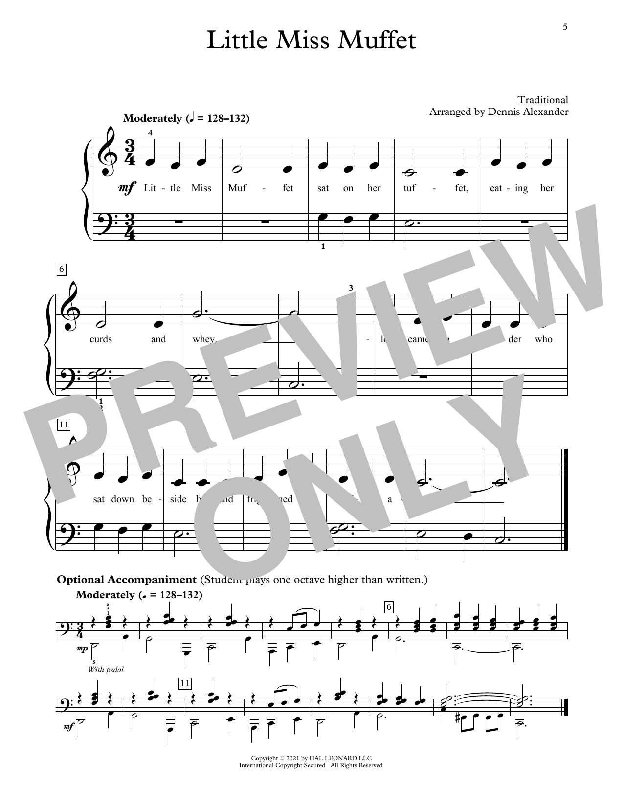 Download Traditional Little Miss Muffet (arr. Dennis Alexand Sheet Music