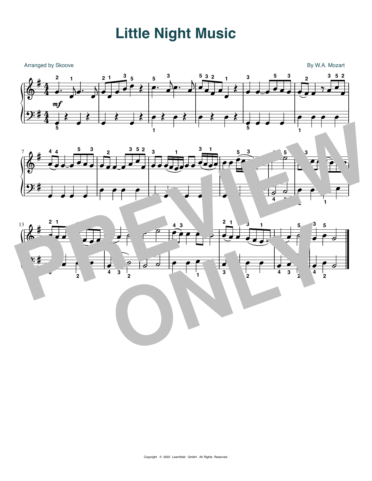 Download W.A. Mozart Little Night Music (arr. Skoove) Sheet Music
