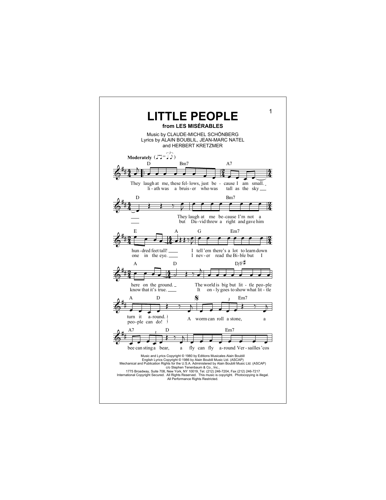 Download Claude-Michel Schonberg Little People Sheet Music