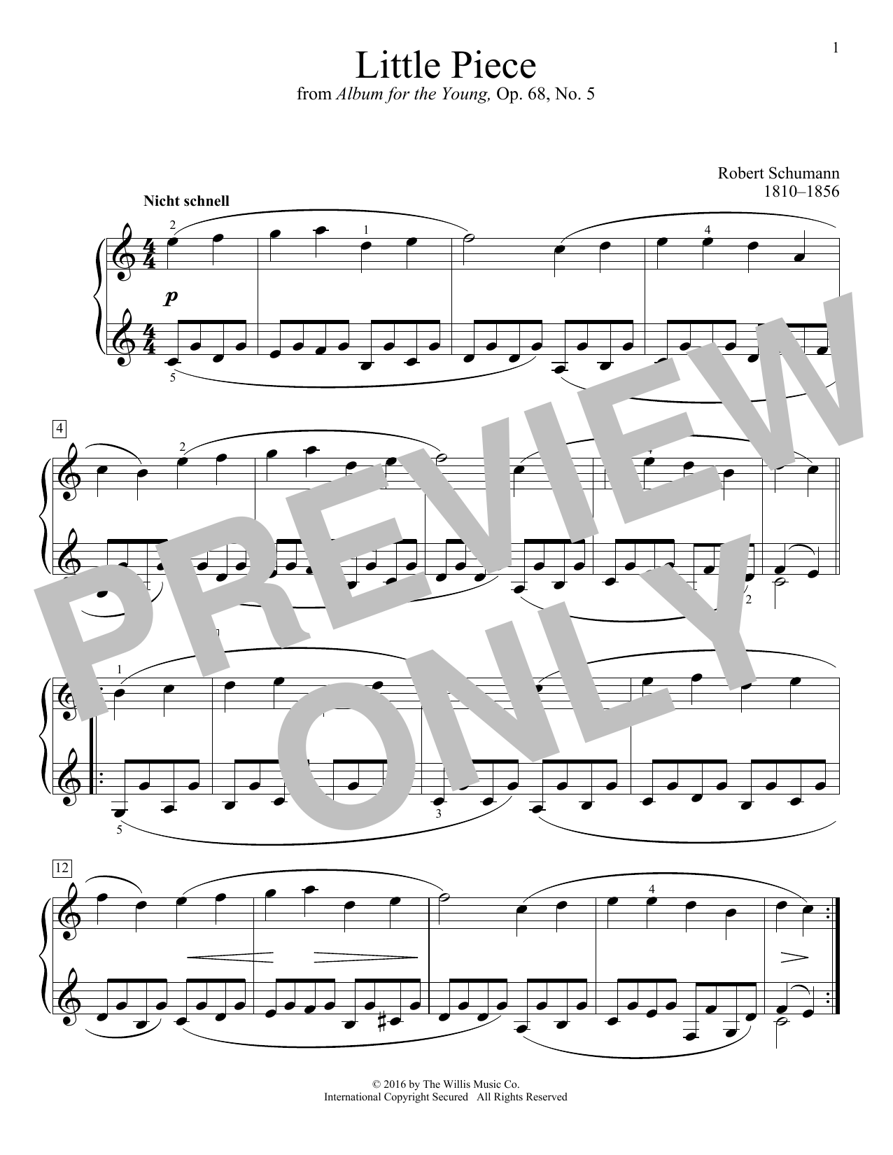 Download Robert Schumann Little Piece Sheet Music
