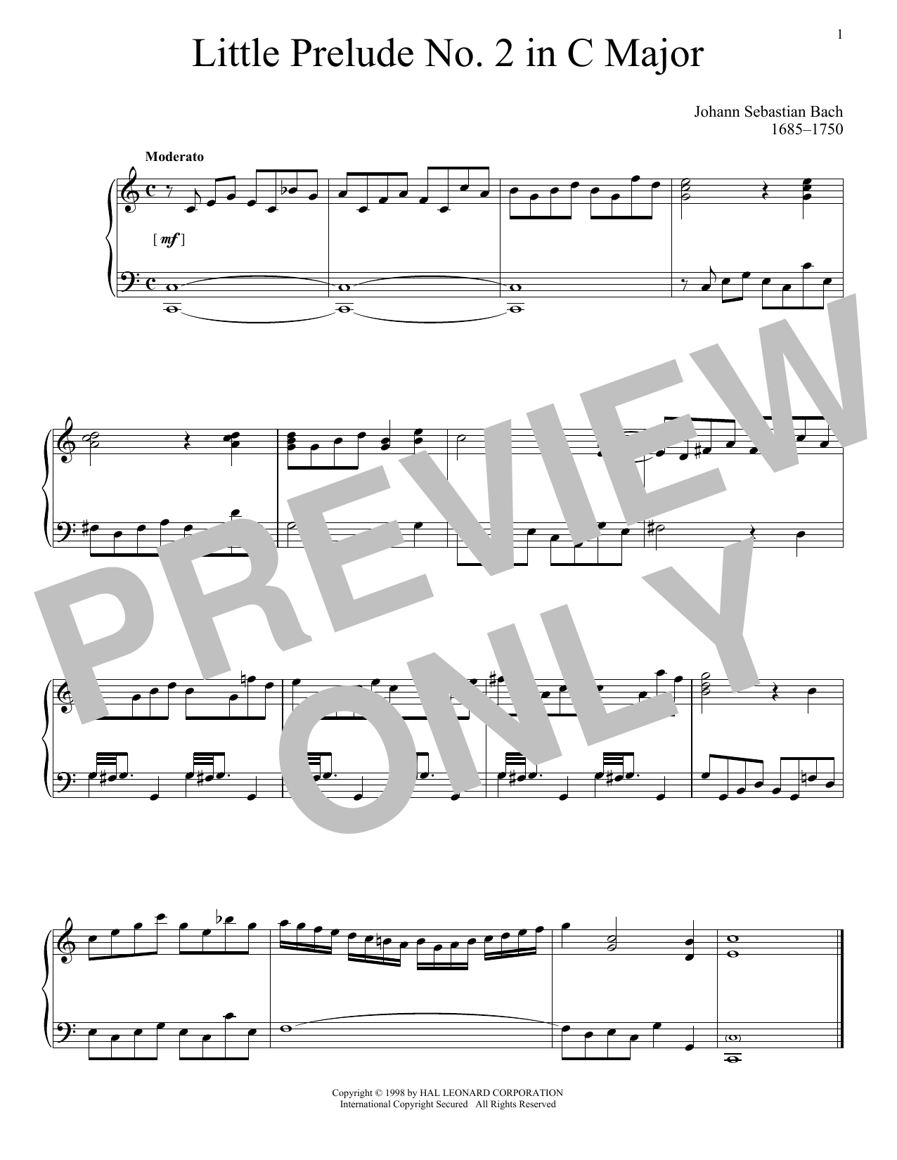 Download J.S. Bach Little Prelude No. 2 in C Major Sheet Music