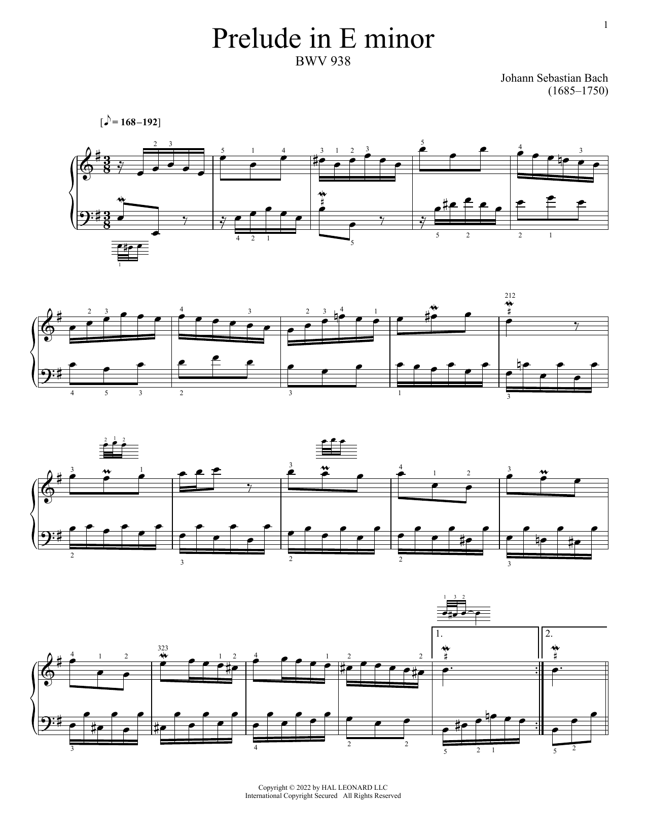 Download J.S. Bach Little Prelude No. 7 in E Minor Sheet Music