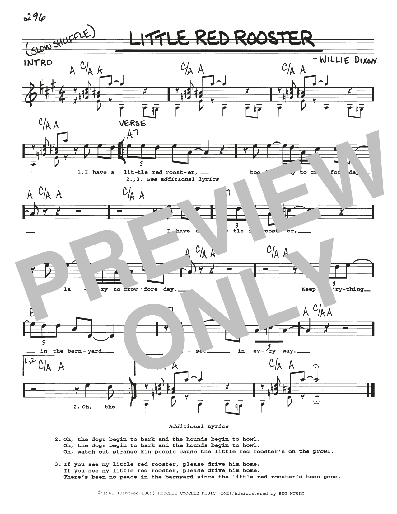 Download Sam Cooke Little Red Rooster Sheet Music