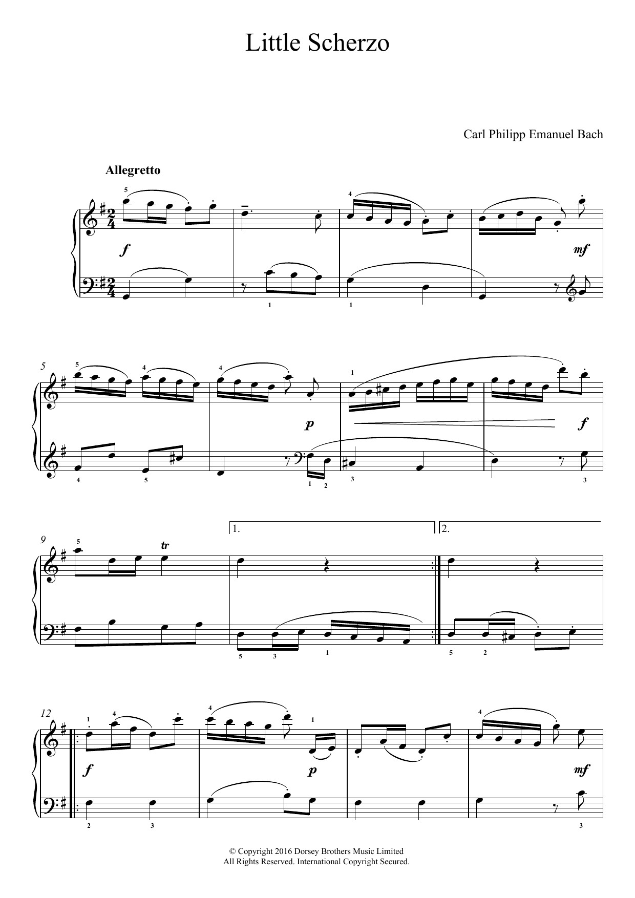 Download Carl Philipp Emanuel Bach Little Scherzo Sheet Music