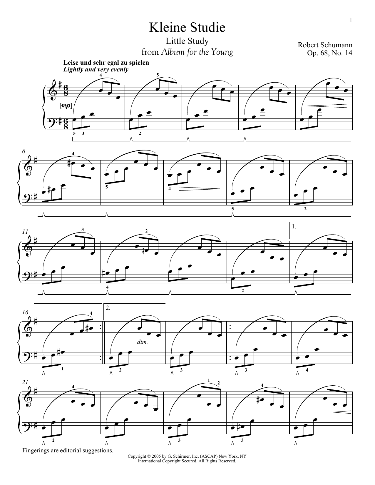 Download Robert Schumann Little Study, Op. 68, No. 14 (Kleine St Sheet Music