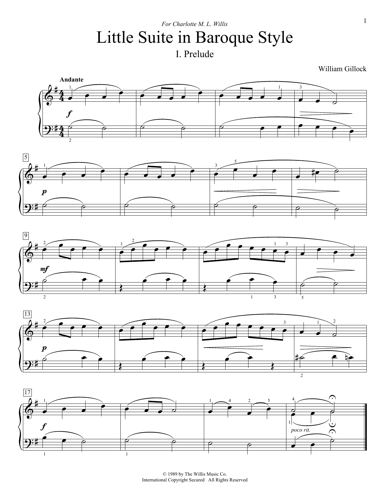 Download William Gillock Little Suite In Baroque Style Sheet Music