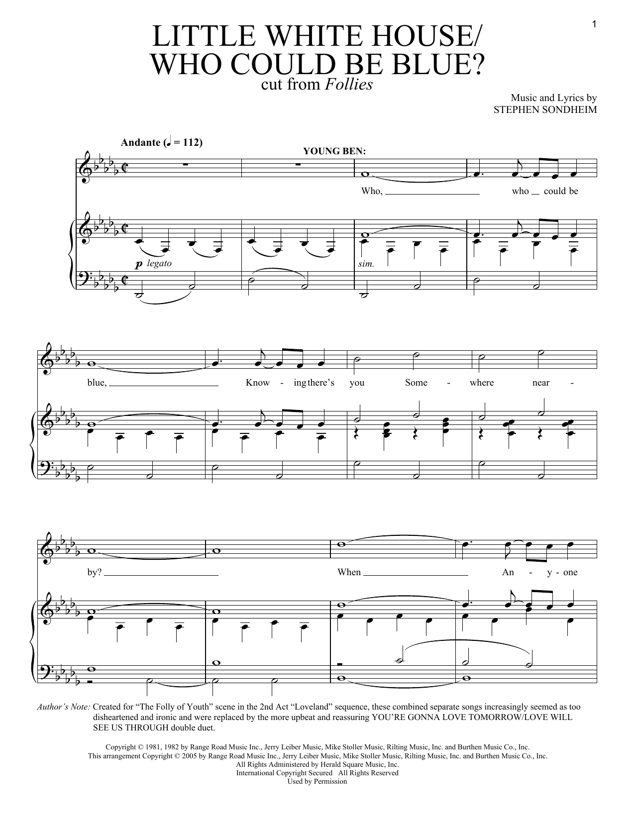 Download Stephen Sondheim Little White House/Who Could Be Blue? Sheet Music