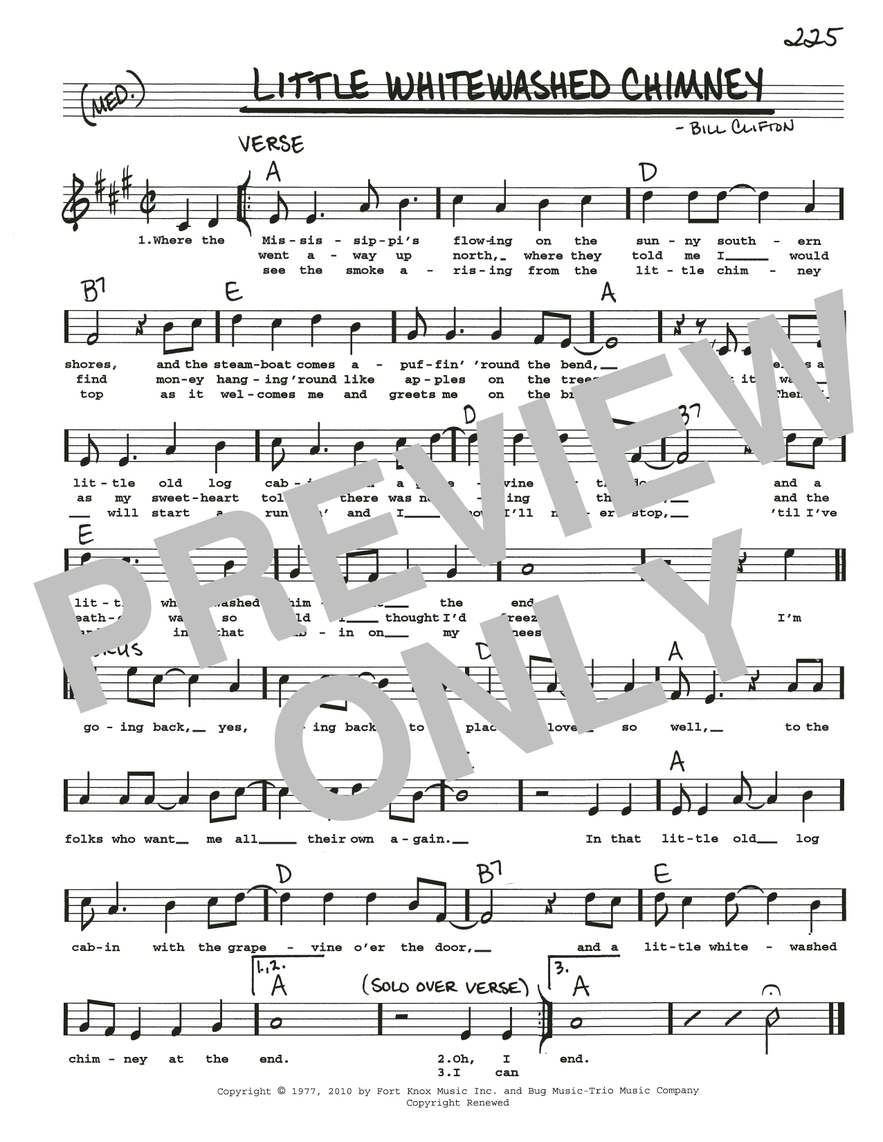 Download Bill Clifton Little Whitewashed Chimney Sheet Music