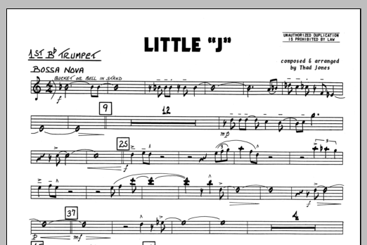 Download Thad Jones Little 'J' - 1st Bb Trumpet Sheet Music