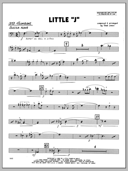 Download Thad Jones Little 'J' - 3rd Trombone Sheet Music