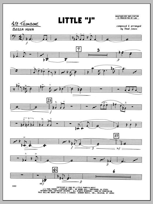 Download Thad Jones Little 'J' - 4th Trombone Sheet Music