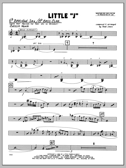 Download Thad Jones Little 'J' - Eb Baritone Sax Sheet Music