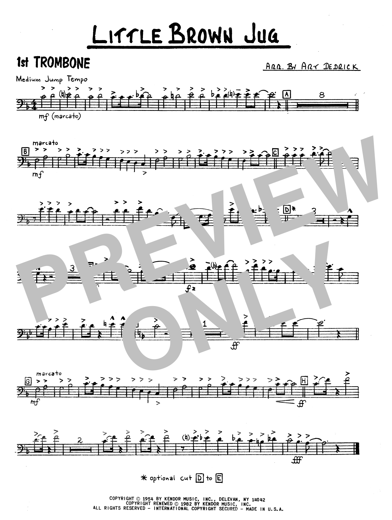 Download Art Dedrick Little Brown Jug - 1st Trombone Sheet Music