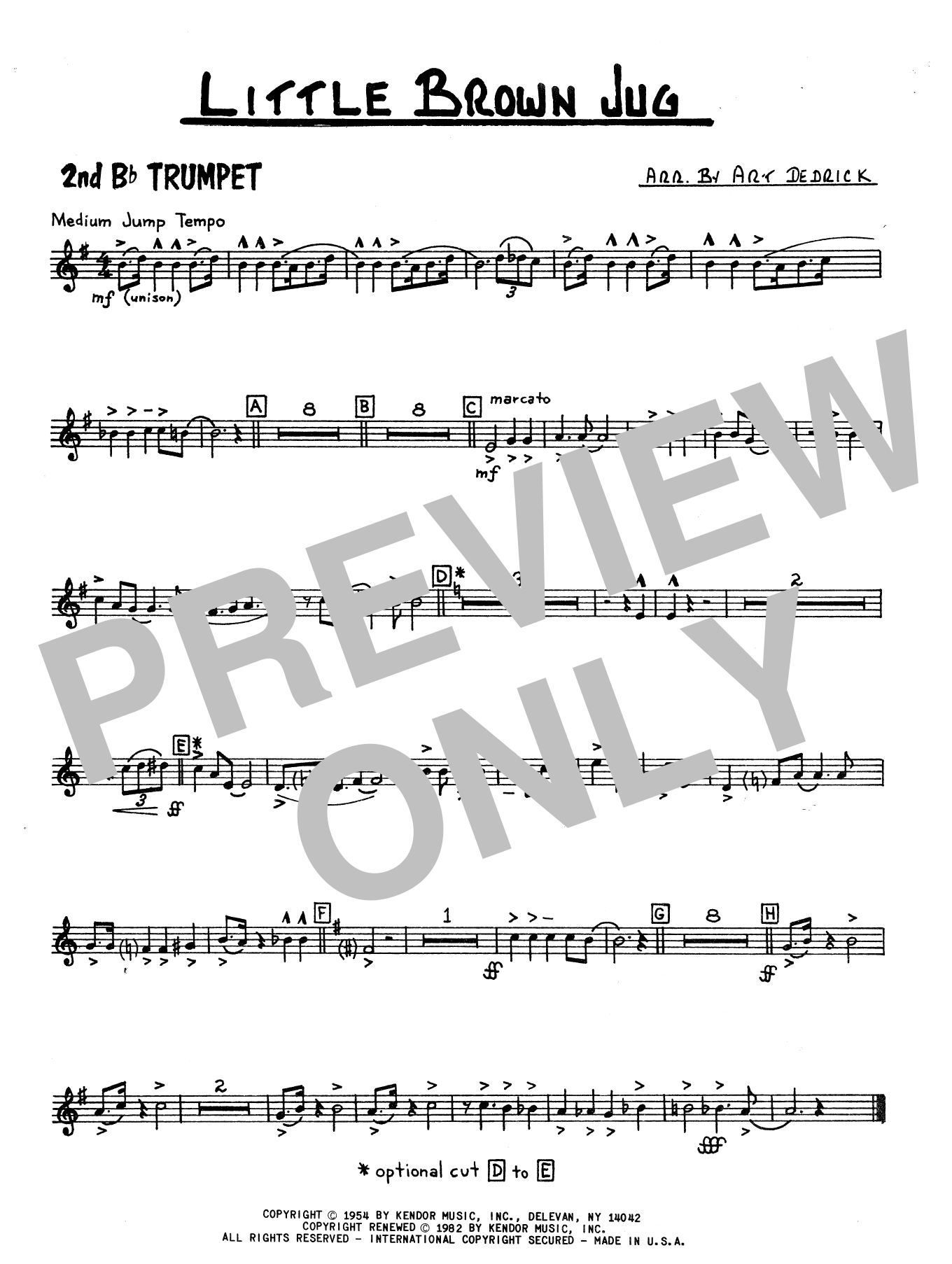 Download Art Dedrick Little Brown Jug - 2nd Bb Trumpet Sheet Music