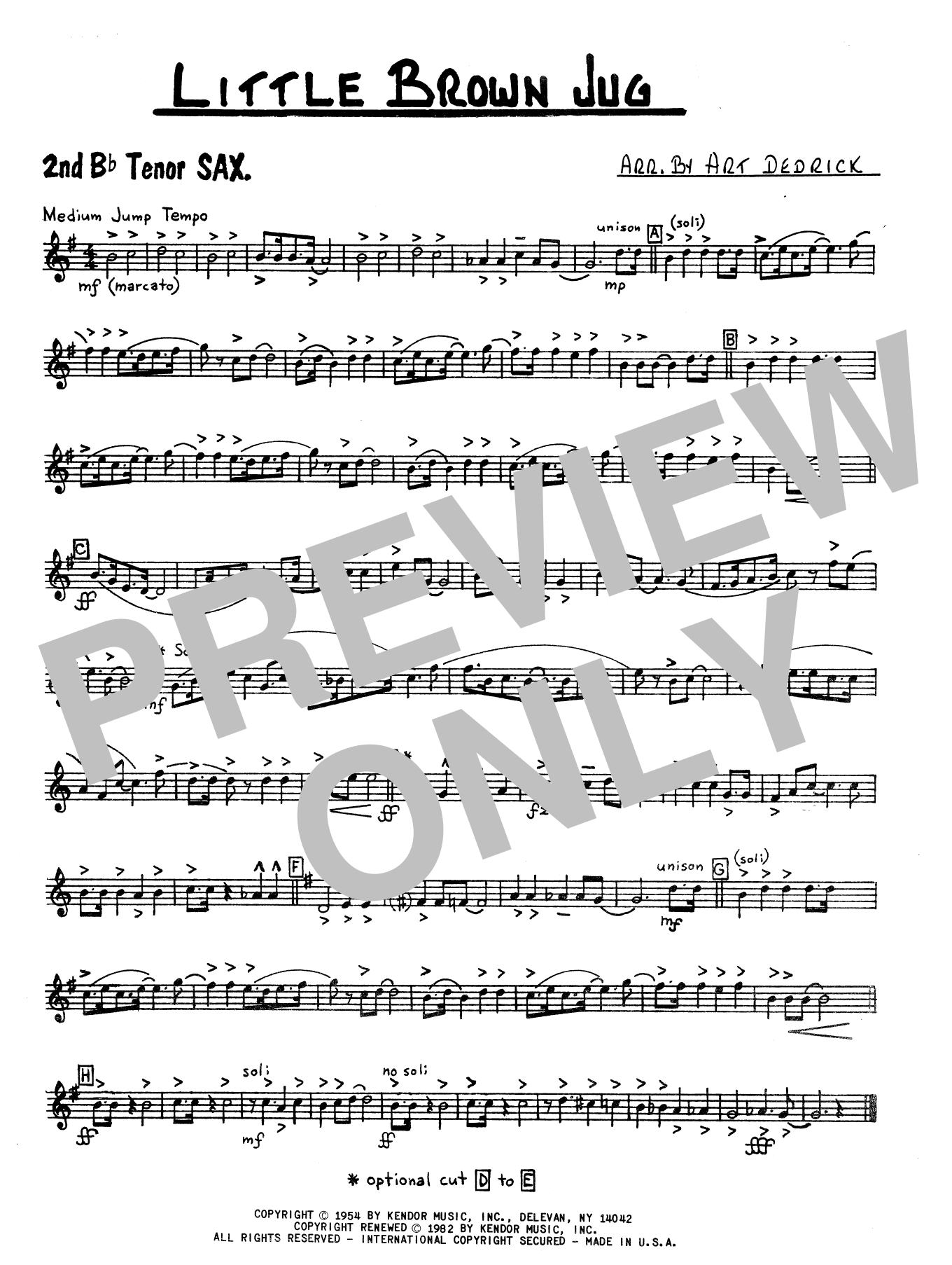Download Art Dedrick Little Brown Jug - 2nd Eb Alto Saxophon Sheet Music
