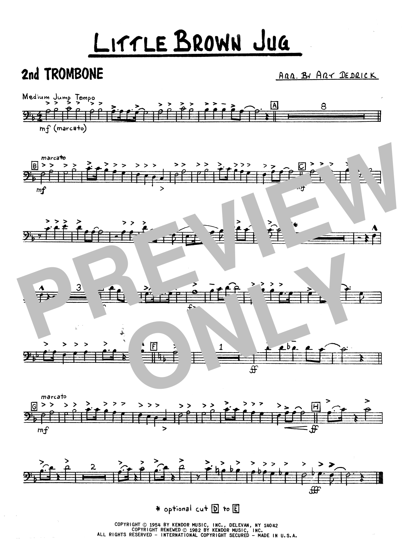 Download Art Dedrick Little Brown Jug - 2nd Trombone Sheet Music