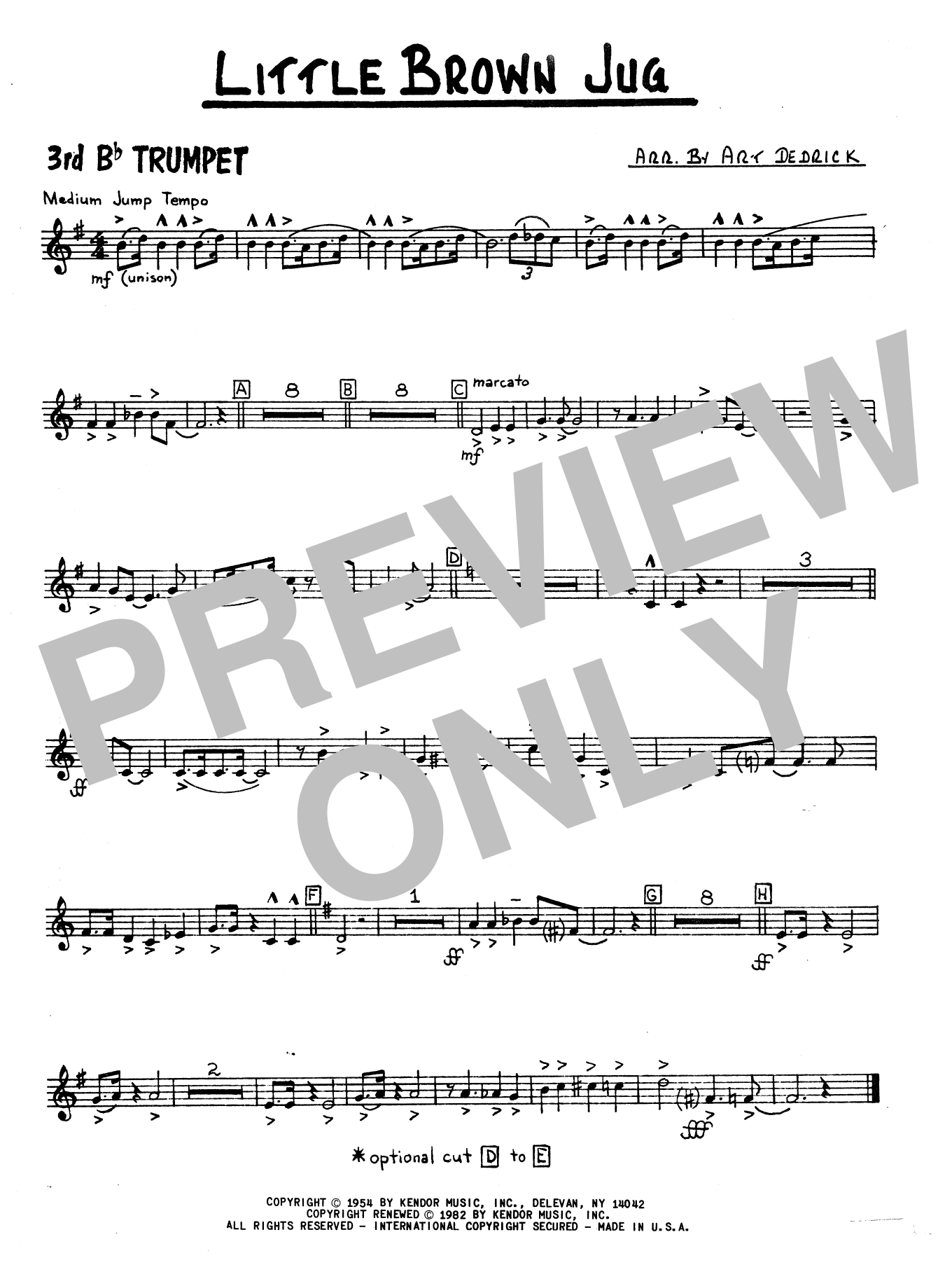 Download Art Dedrick Little Brown Jug - 3rd Bb Trumpet Sheet Music
