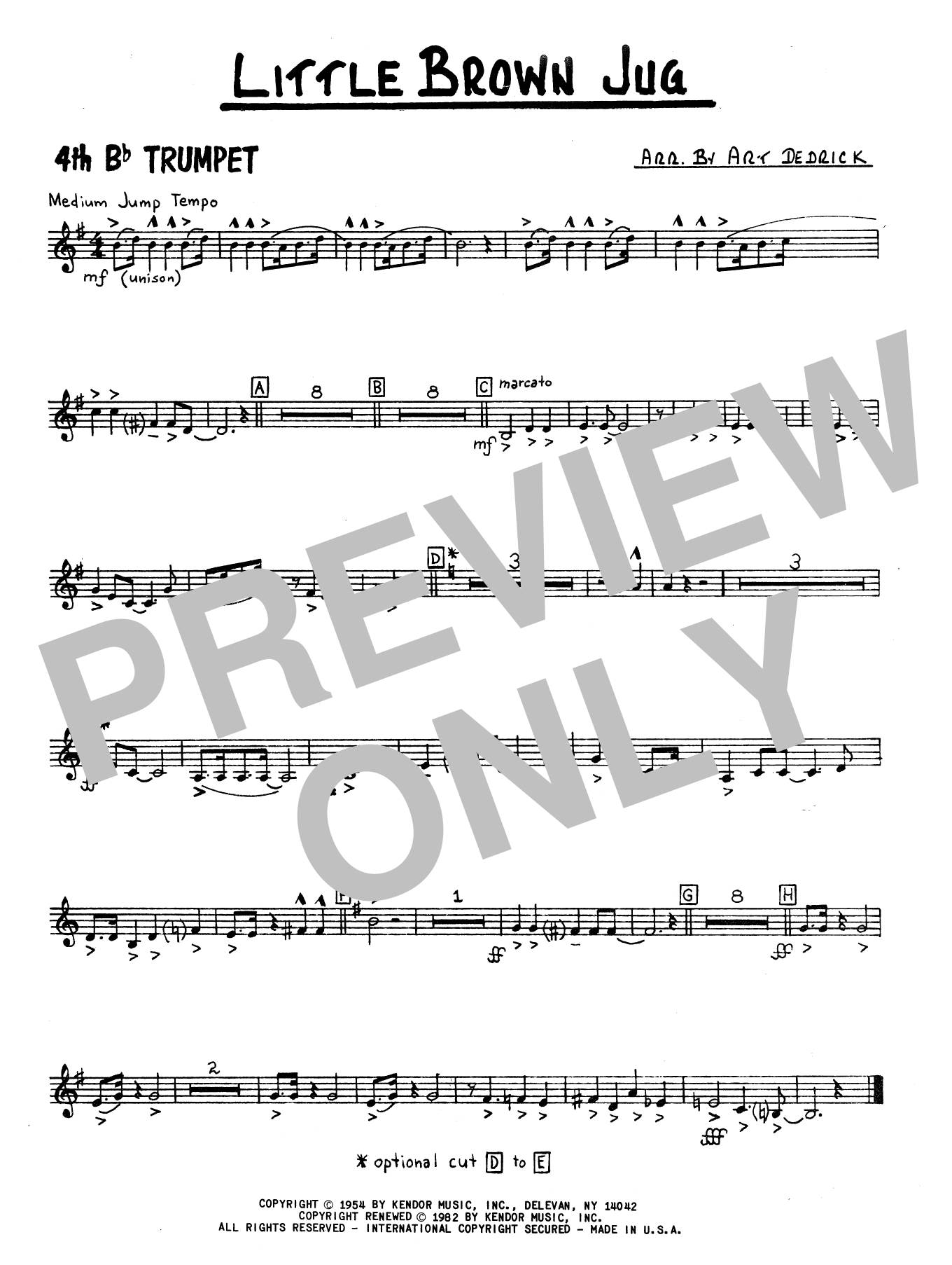 Download Art Dedrick Little Brown Jug - 4th Bb Trumpet Sheet Music
