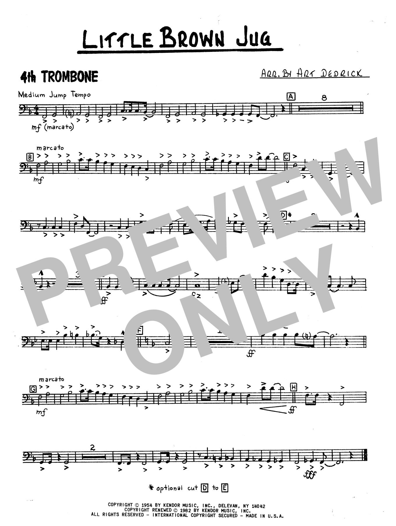 Download Art Dedrick Little Brown Jug - 4th Trombone Sheet Music